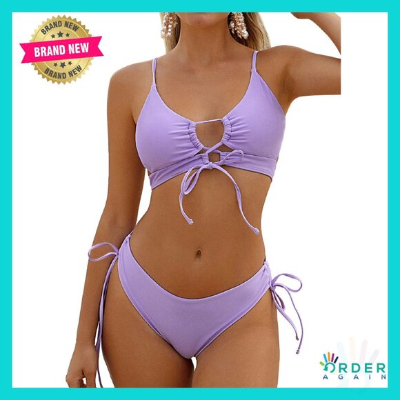 Cheeky Bikini Set Sexy High Cut Tie Side Lace Up Brazilian Swimsuit